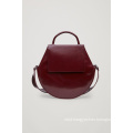 Polished Leather Round Leather Shoulder Bag